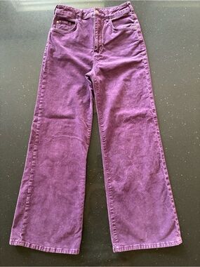 Anthropologie Pilcro High-Rise Wide Leg Corduroy Pants - Deep Plum